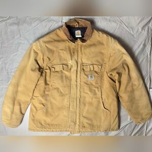 Vintage Carhartt C03 BRN Duck Chore Barn Coat Padded Jacket Corduroy Collar XL